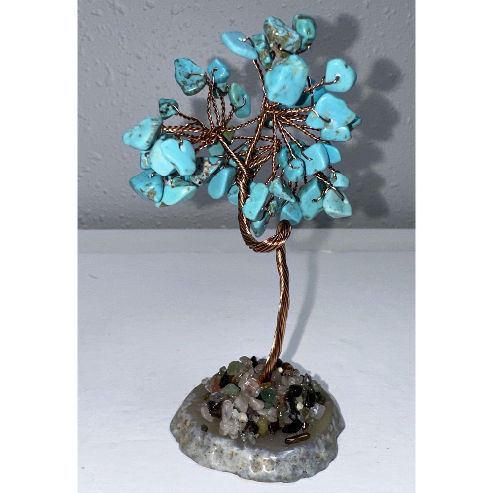 Turquoise Nugget Tree Table Top Decor Gemstones Wire Money Tree Handmade